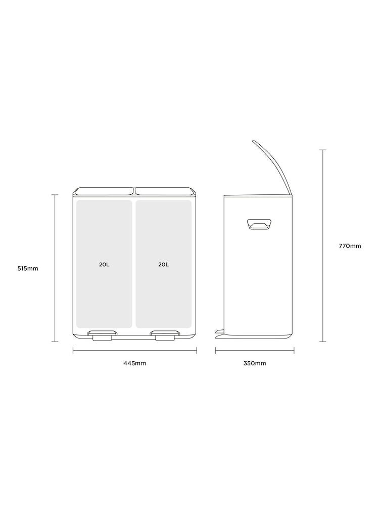 Charles Bentley Grey 30L Double Compartment Kitchen 40 Litre 15L - Image 6 of 6 Charles Bentley Grey 30L Double Compartment Kitchen 40 Litre 15L - Image 6 of 6