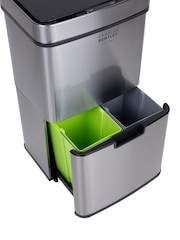 Charles Bentley Silver Triple Compartment 62L Sensor Bin - Image 4 of 4