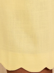 Love & Roses Pale Yellow Tailored Sleeveless With Tie Waist And Scallop Edges Playsuit - Image 5 of 5