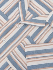 Reiss Blue/Ecru Celeste Striped Cuban-Collar Shirt - Image 5 of 5