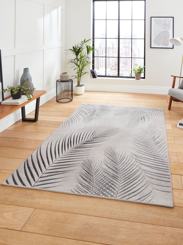 Think Rugs Grey Creation 50051 Botanical Rug - Image 2 of 6