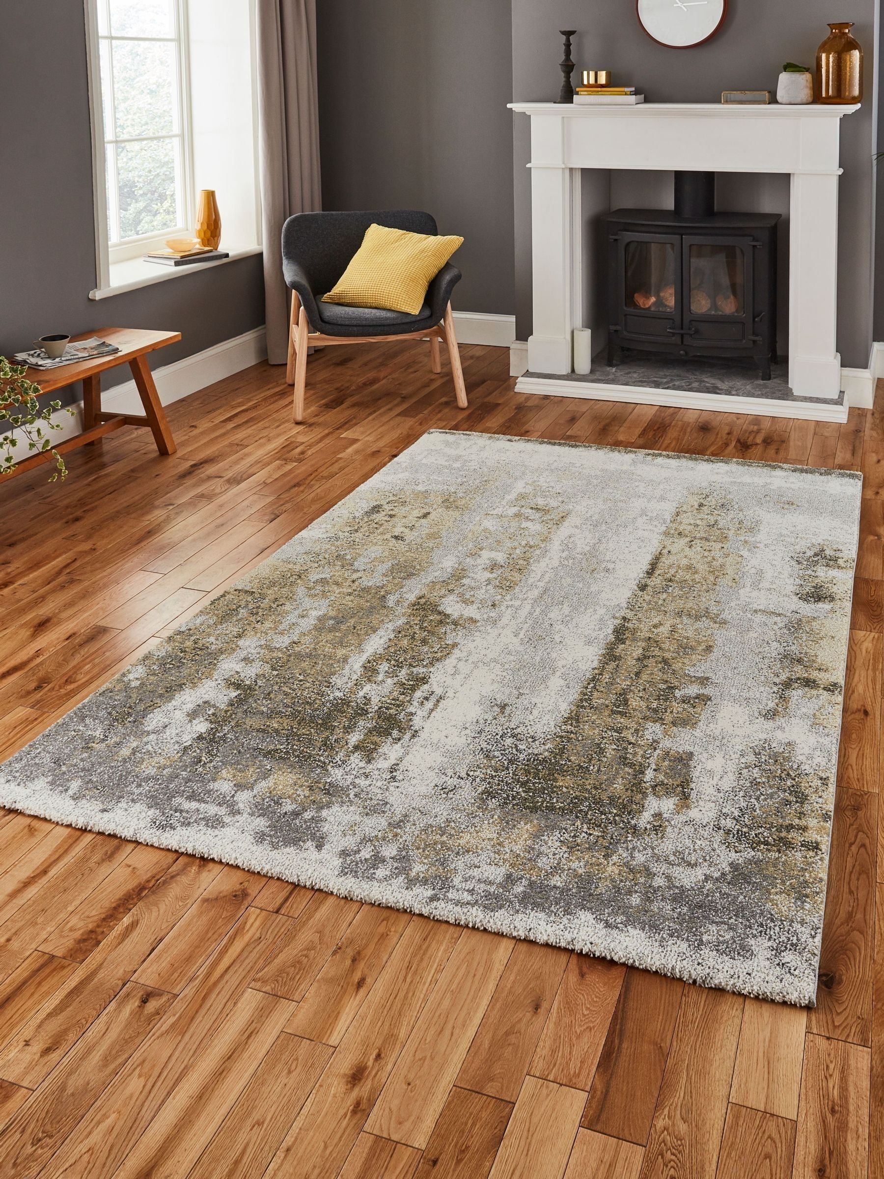 Think Rugs Unisex Yellow Brooklyn 8595 Modern Abstract Rug