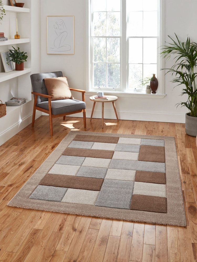 Think Rugs Beige Brooklyn BRK04 Modern Geometric Rug - Image 1 of 6 Think Rugs Beige Brooklyn BRK04 Modern Geometric Rug - Image 1 of 6