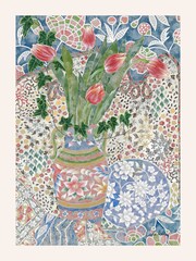 Laura Ashley Blue Abstract Tulips Wood Medium Frame - Image 4 of 4