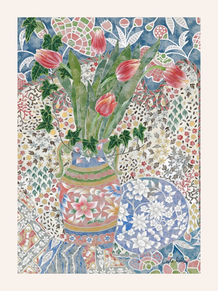 Laura Ashley Blue Abstract Tulips Wood Medium Frame - Image 4 of 4