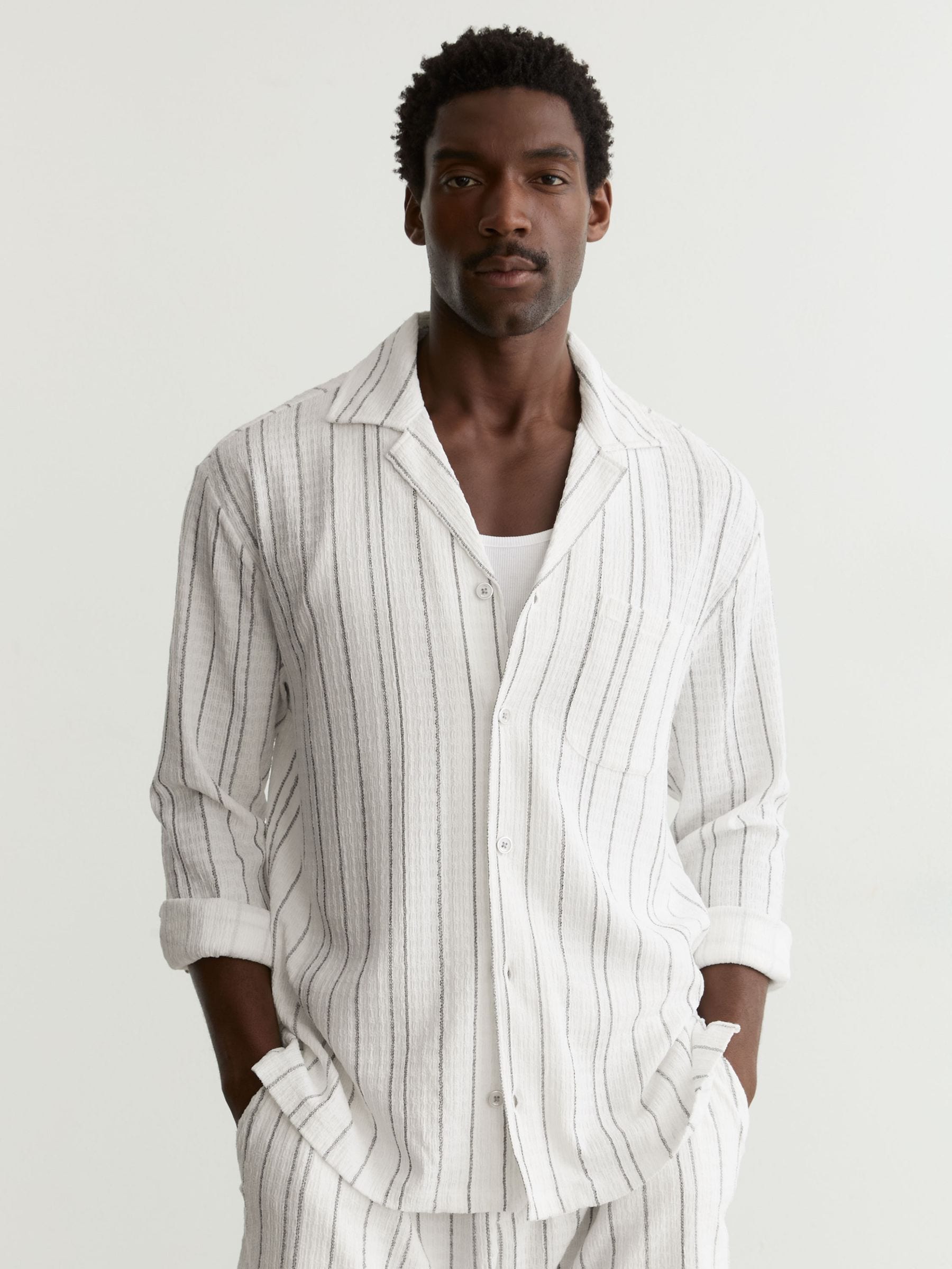 Buy Reiss White Ford Textured Stripe Regular-Fit Shirt from Next USA