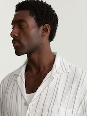 Reiss White Ford Textured Stripe Regular-Fit Shirt - Image 4 of 6