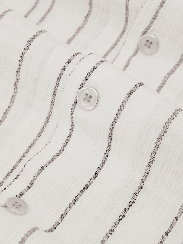 Reiss White Ford Textured Stripe Regular-Fit Shirt - Image 6 of 6