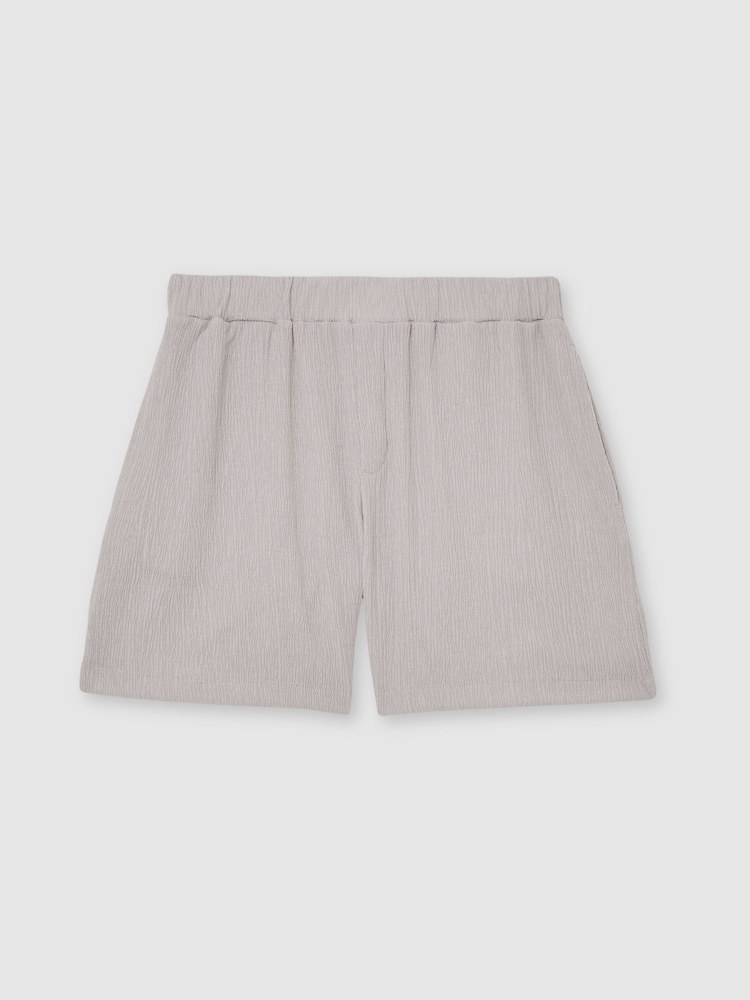 Reiss Silver Flint Textured Drawstring Shorts - Image 2 of 6 Reiss Silver Flint Textured Drawstring Shorts - Image 2 of 6