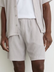 Reiss Silver Flint Textured Drawstring Shorts - Image 4 of 6