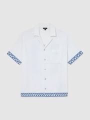 Reiss White Bleeker Cotton-Blend Towelling Embroidered Shirt - Image 2 of 6