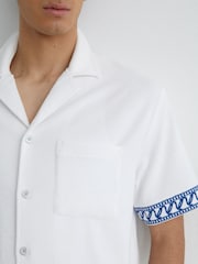 Reiss White Bleeker Cotton-Blend Towelling Embroidered Shirt - Image 3 of 6