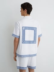 Reiss White Bleeker Cotton-Blend Towelling Embroidered Shirt - Image 5 of 6