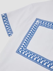 Reiss White Bleeker Cotton-Blend Towelling Embroidered Shirt - Image 6 of 6