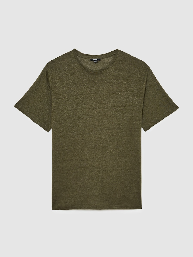 Reiss Thyme Green Langley Relaxed-Fit Crew-Neck T-Shirt - Image 2 of 7 Reiss Thyme Green Langley Relaxed-Fit Crew-Neck T-Shirt - Image 2 of 7