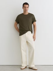 Reiss Thyme Green Langley Relaxed-Fit Crew-Neck T-Shirt - Image 3 of 7