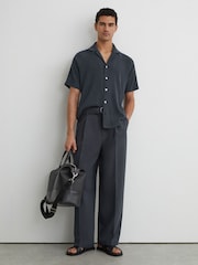 エアフォースブルー - Reiss Knox テクスチャー・ラグラン・キューバカラーシャツ - 画像 1 / 7