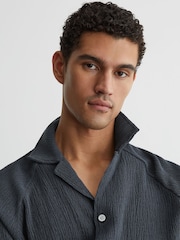 エアフォースブルー - Reiss Knox テクスチャー・ラグラン・キューバカラーシャツ - 画像 4 / 7