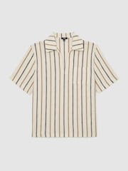 Reiss Ecru Chatham Crochet Stripe Overhead Shirt - Image 2 of 6