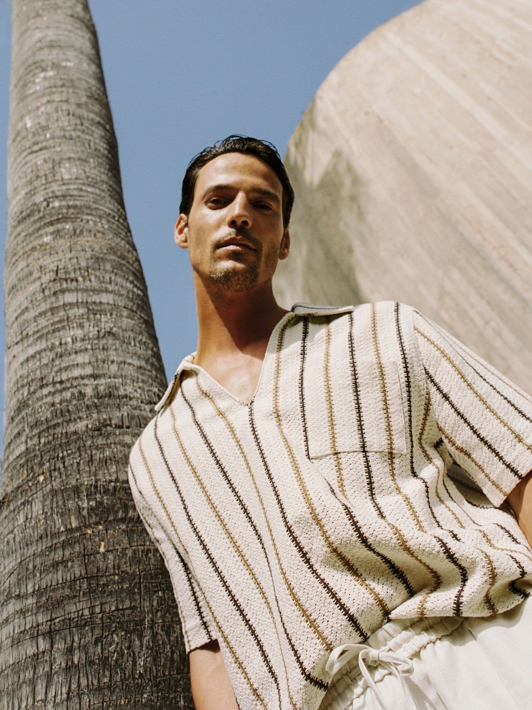 Buy Reiss Ecru Chatham Crochet Stripe Overhead Shirt from Next USA