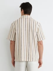 Reiss Ecru Chatham Crochet Stripe Overhead Shirt - Image 4 of 6