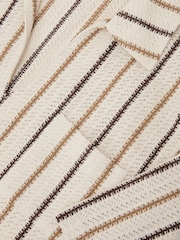 Reiss Ecru Chatham Crochet Stripe Overhead Shirt - Image 6 of 6