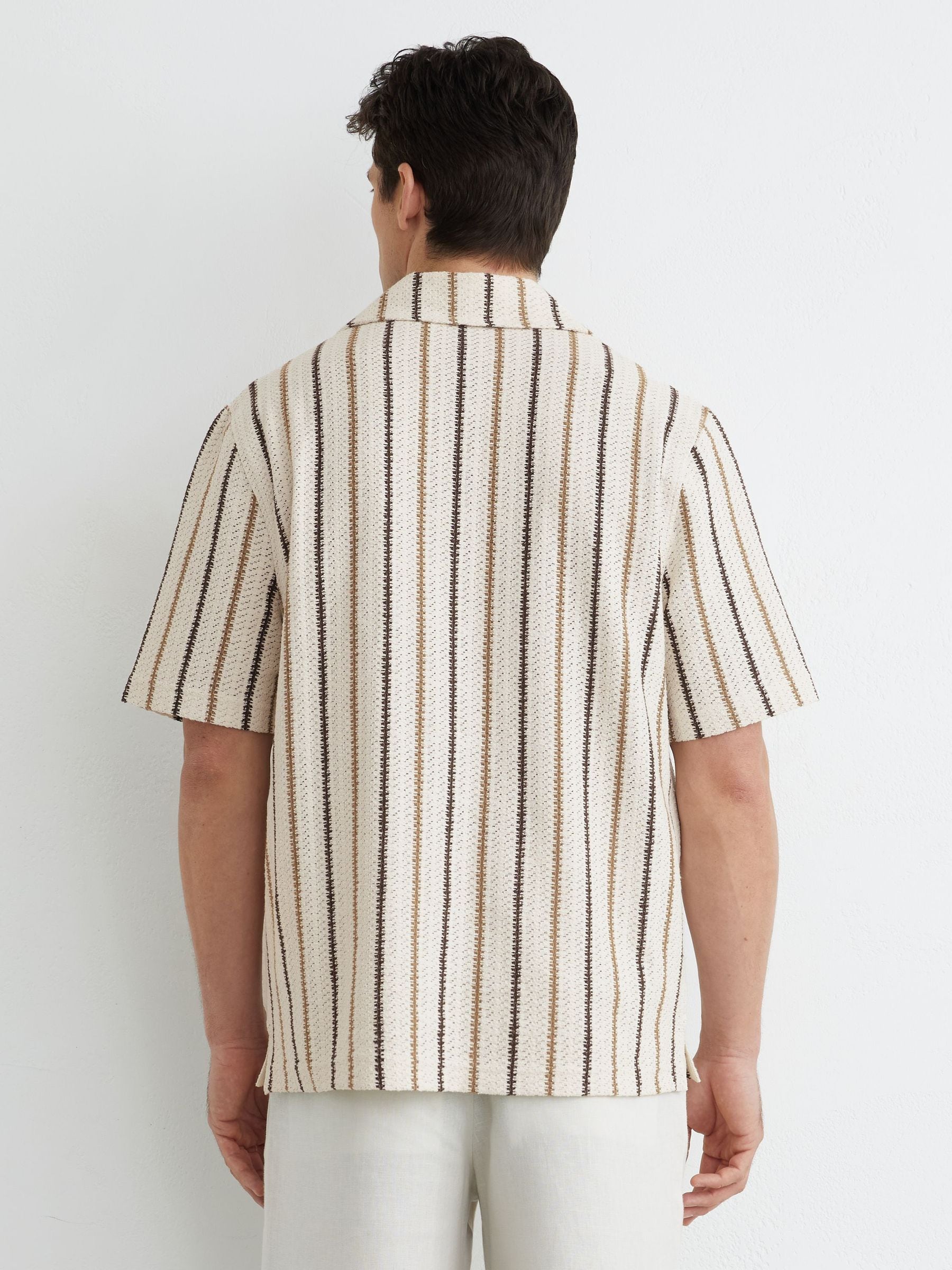Buy Reiss Ecru Chatham Crochet Stripe Overhead Shirt from Next USA