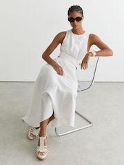 Reiss White Frances Leather Plaited-Strap Wedge Sandals - Image 1 of 5