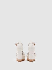 Reiss White Frances Leather Plaited-Strap Wedge Sandals - Image 4 of 5