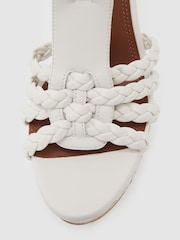 Reiss White Frances Leather Plaited-Strap Wedge Sandals - Image 5 of 5