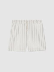 Reiss White Jett Textured Stripe Drawstring Shorts - Image 2 of 6