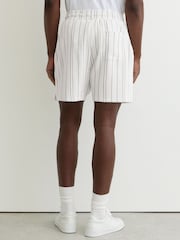 Reiss White Jett Textured Stripe Drawstring Shorts - Image 5 of 6