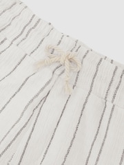 Reiss White Jett Textured Stripe Drawstring Shorts - Image 6 of 6