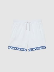 Белый - Reiss Yuma Cotton-Blend Towelling Embroidered Shorts - Изображение 2 7