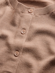 The Set Crew Neck Long Sleeve Merino Cardigan Caramel Marl - Image 7 of 8