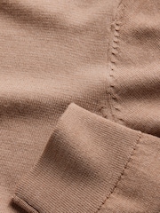 The Set Crew Neck Long Sleeve Merino Cardigan Caramel Marl - Image 8 of 8