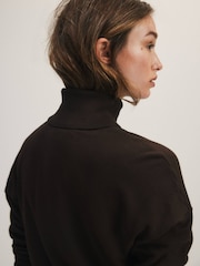 The Set 3 Pack Fine Knit Roll Neck Jumpers Black/Chocolate Brown/Taupe Brown - Image 8 of 15