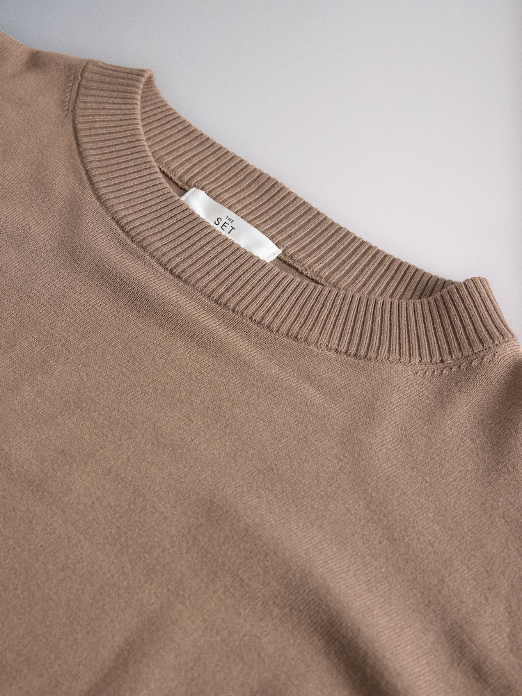 The Set 2 Pack Fine Knitted Crew Neck Jumpers Cinder Brown/Black - Image 5 of 5