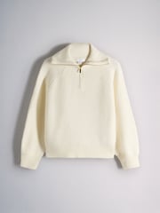 The Set 2 Pack Quarter Zip Jumpers With Wool Creme  Mink Marl/Brown - Image 2 of 5