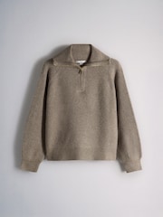 The Set 2 Pack Quarter Zip Jumpers With Wool Creme  Mink Marl/Brown - Image 3 of 5