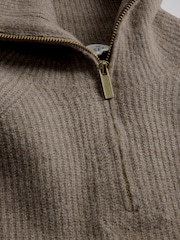 The Set 2 Pack Quarter Zip Jumpers With Wool Creme  Mink Marl/Brown - Image 4 of 5