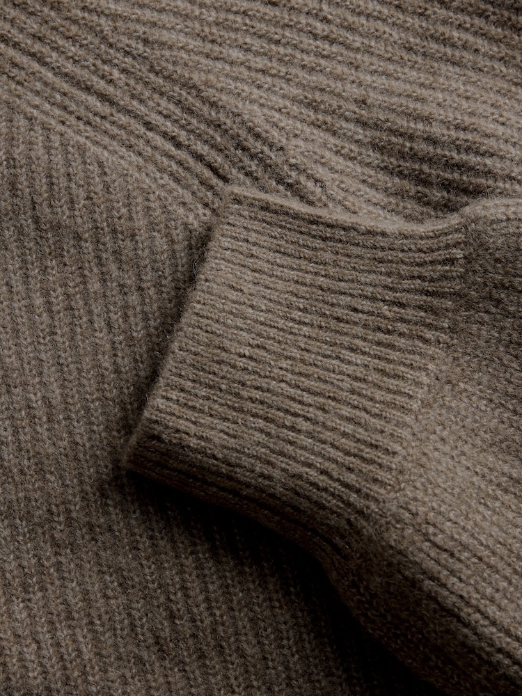 The Set 2 Pack Quarter Zip Jumpers With Wool Creme  Mink Marl/Brown - Image 5 of 5
