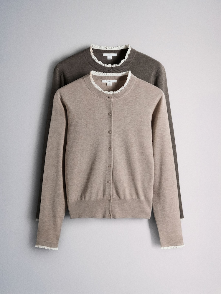 The Set 2 Pack Frill Neck Cardigans With Wool - 9суретінің 2 суреті
