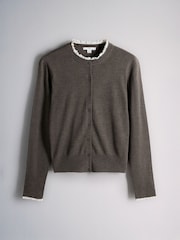 The Set 2 Pack Frill Neck Cardigans With Wool - 9суретінің 7 суреті