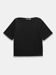 Mint Velvet Black Slash Neck T-Shirt - Image 1 of 2