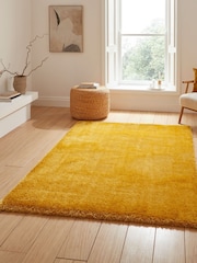 Think Rugs Yellow Lux Shaggy Plain Shaggy Rug - Image 1 of 6