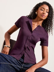 Violet - Friends Like These Short Sleve Button Through Top - Imaginea 1 din 4