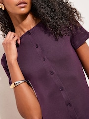 Violet - Friends Like These Short Sleve Button Through Top - Imaginea 2 din 4