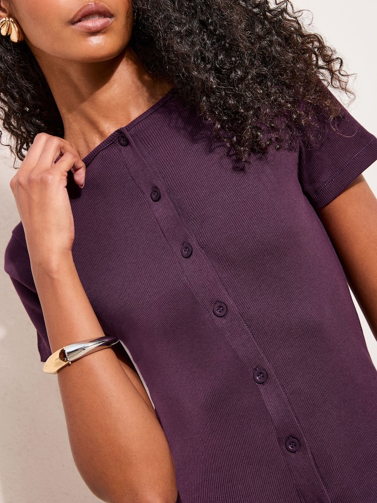 Violet - Friends Like These Short Sleve Button Through Top - Imaginea 2 din 4