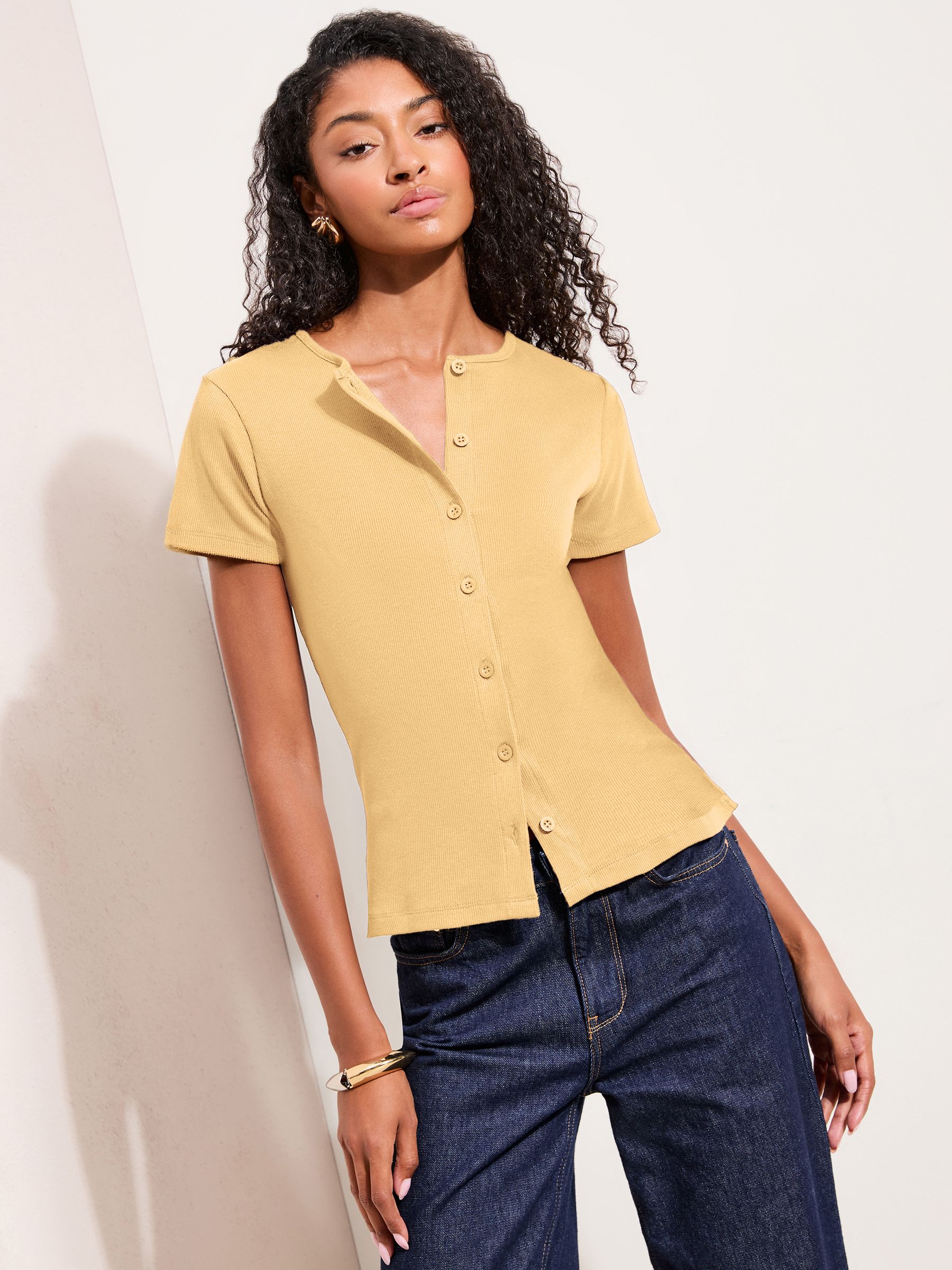 Buy Friends Like These Buttermilk Yellow Short Sleve Button